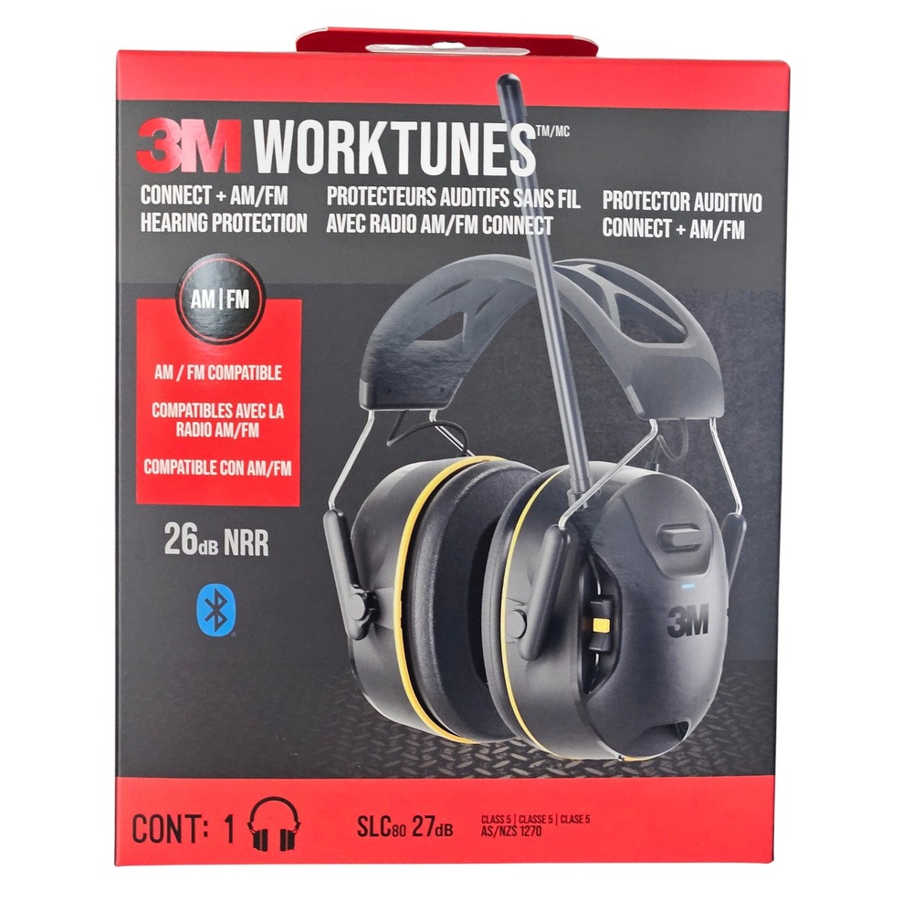 3M NWT WorkTunes Connect + AM/FM Hearing Protection Black 26dB NRR 90572-DC